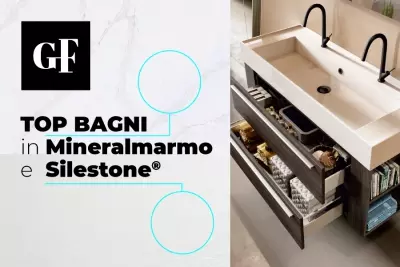 Top dei bagni Gieffe in Silestone e Mineralmarmo